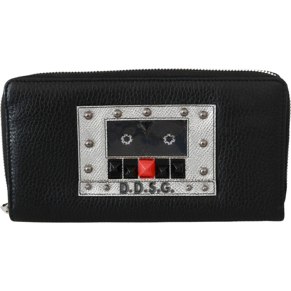Dolce & Gabbana Black Mens Zipper Continental Purse 100% Leather Wallet Purse