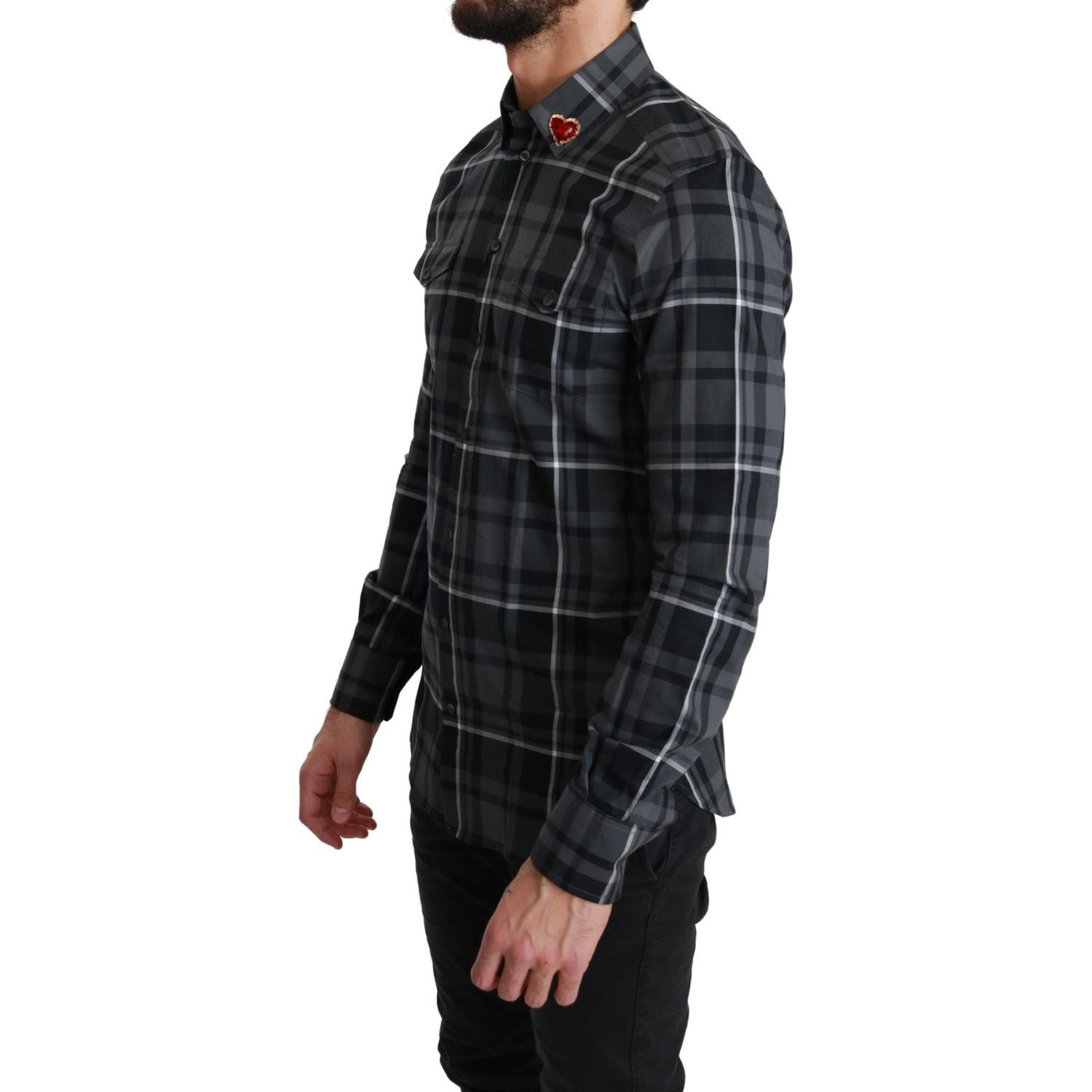 优雅的灰色格纹马提尼正装衬衫