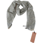 Ermanno Scervino Cotton Beige Blue Fantasy Print Scarf Wrap Shawl Scarves