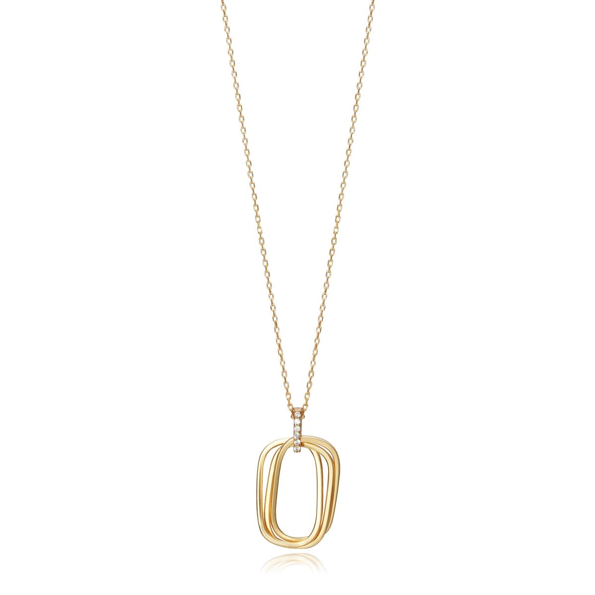 Elegant gold necklace featuring a contemporary oval pendant, perfect for women seeking stylish, modern jewelry accessories.