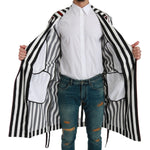 Dolce & Gabbana Black Coat Nightgown White Cotton Robe