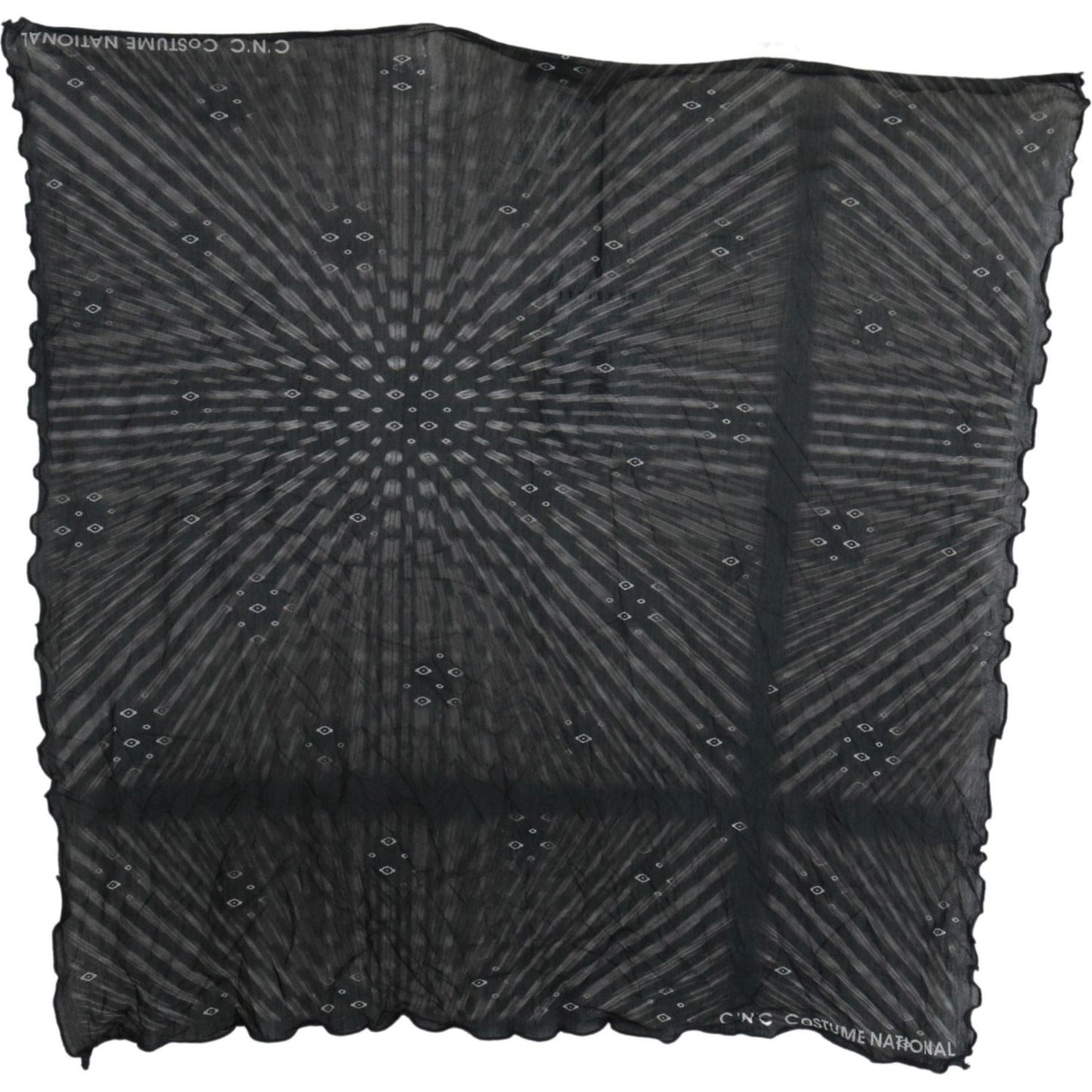 Costume National Black Gray Viscose Foulard Branded Scarf Scarves