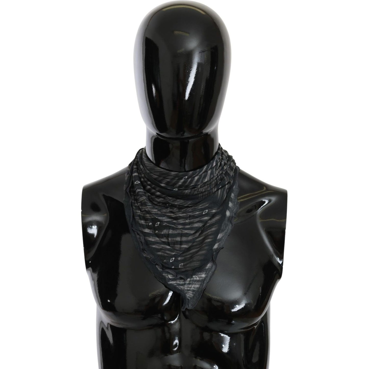 Costume National Black Gray Viscose Foulard Branded Scarf Scarves