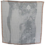 Costume National Gray Orange Silk Floral Foulard Wrap Scarf Silk Wrap Shawls