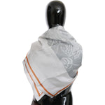 Costume National Gray Red Silk Shawl Foulard Wrap Scarf Silk Wrap Shawls
