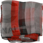 Costume National Red 100% Silk Branded Gray Scarf Scarf