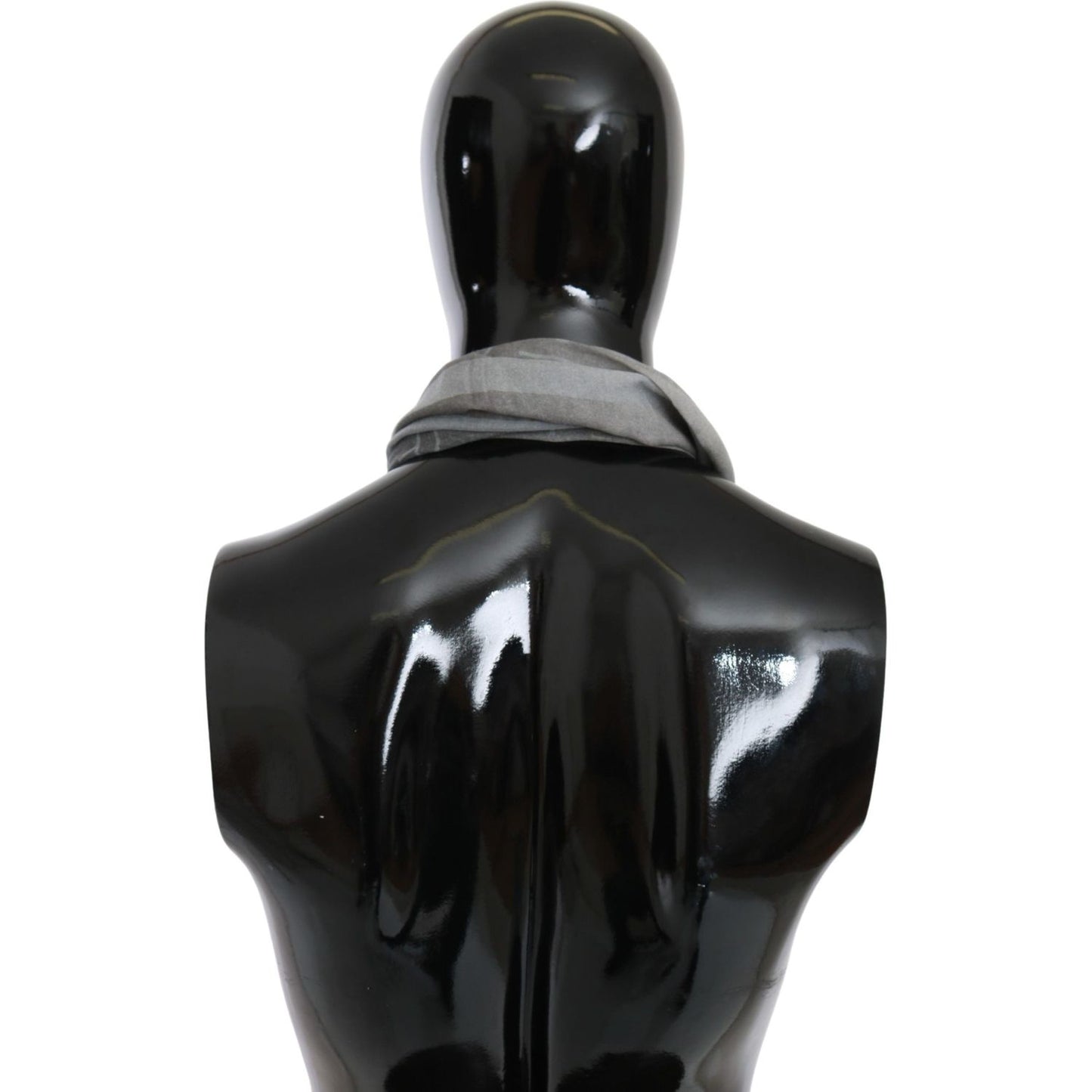 GF Ferre Gray Wool Viscose Foulard Patterned Branded Scarf Wool Scarves