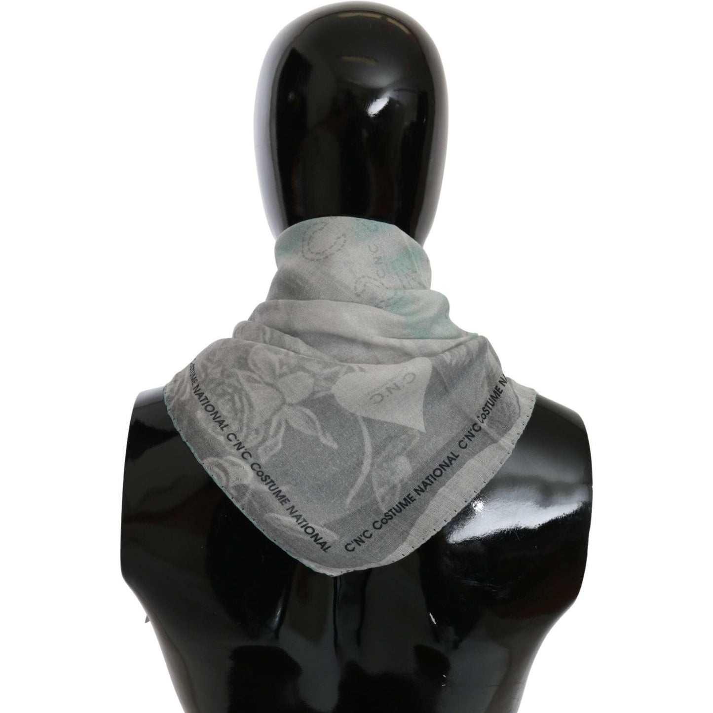 Costume National Gray Silk Shawl Foulard Wrap Scarf Silk Wrap Shawls