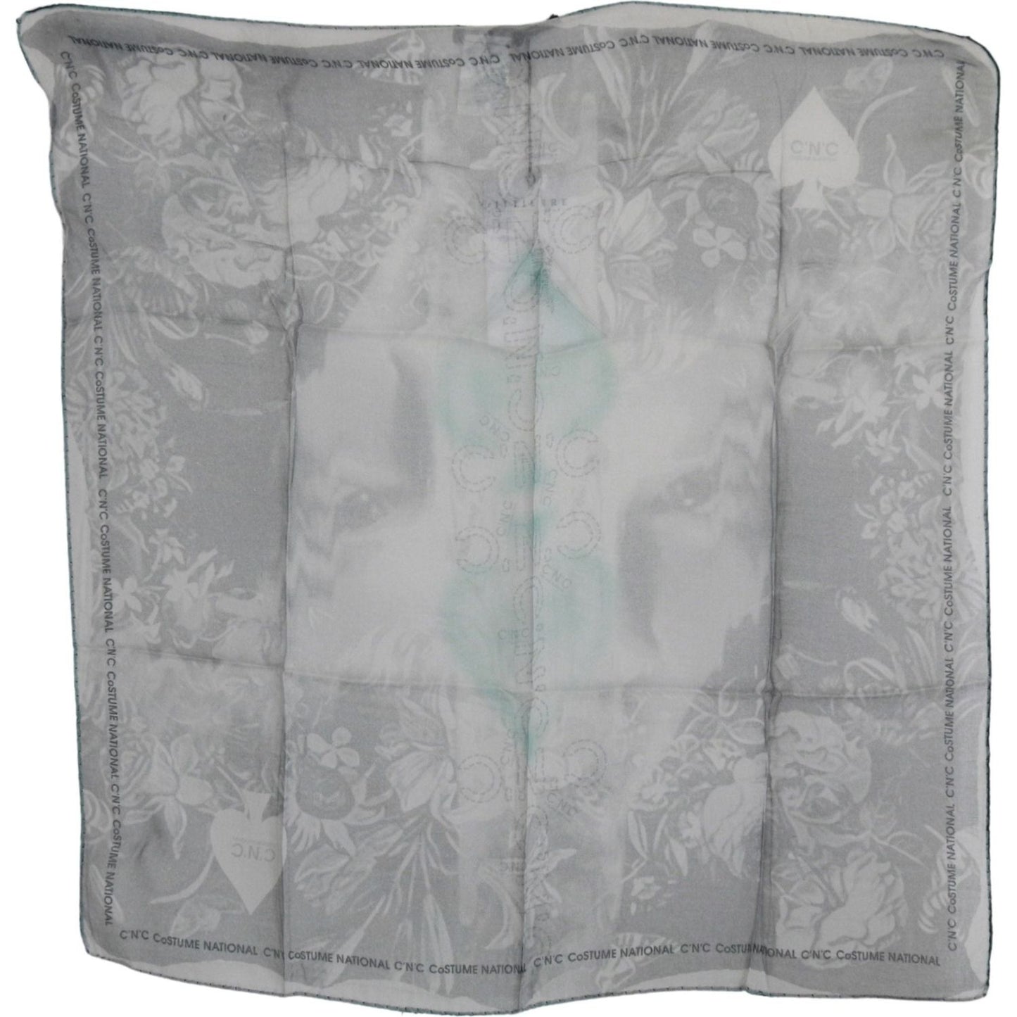 Costume National Gray Silk Shawl Foulard Wrap Scarf Silk Wrap Shawls