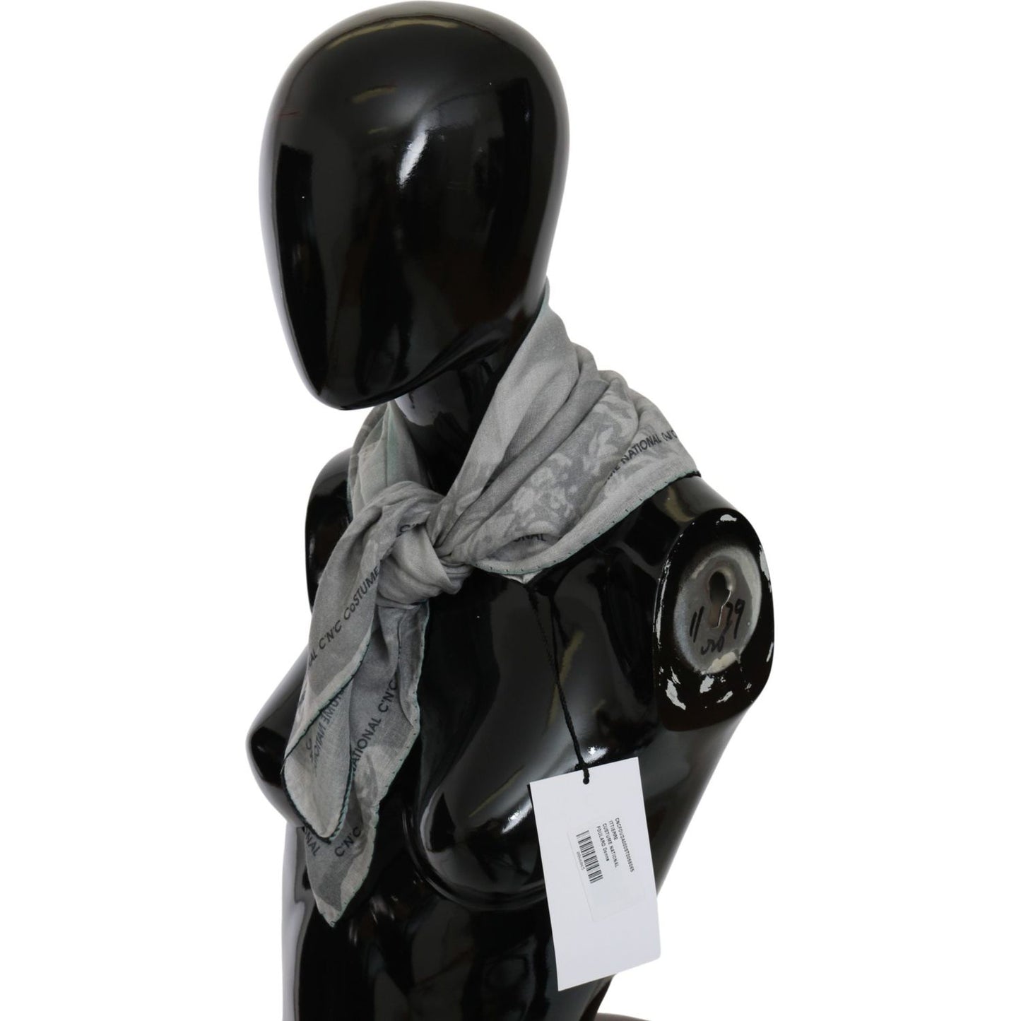 Costume National Gray Silk Shawl Foulard Wrap Scarf Silk Wrap Shawls