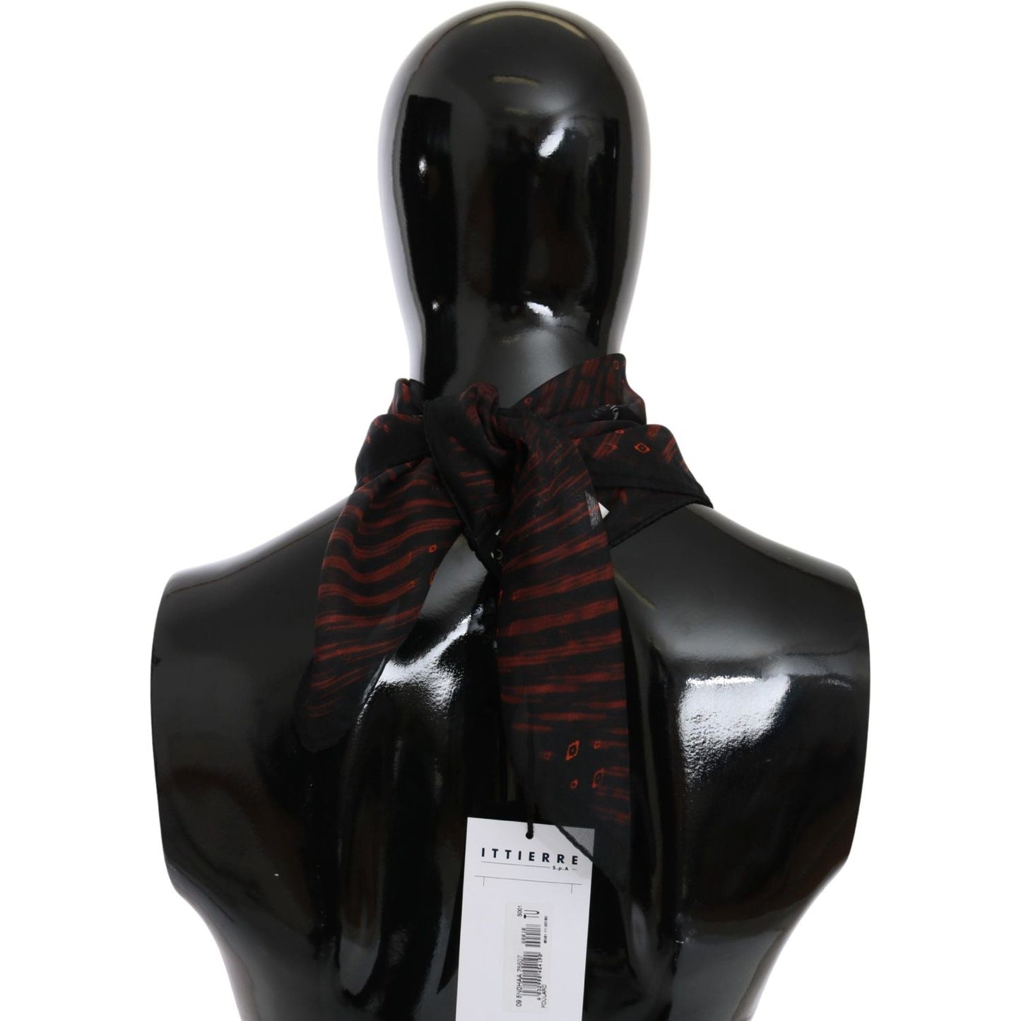 Costume National Black Orange 100% Silk Branded Scarf Silk Scarves