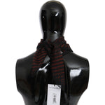 Costume National Black Orange 100% Silk Branded Scarf Silk Scarves