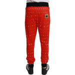 Dolce & Gabbana Red Piggy Bank Cotton Crystal Trousers Pants