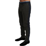 Dolce & Gabbana Blue Gray Stripes Trouser Cotton Pants
