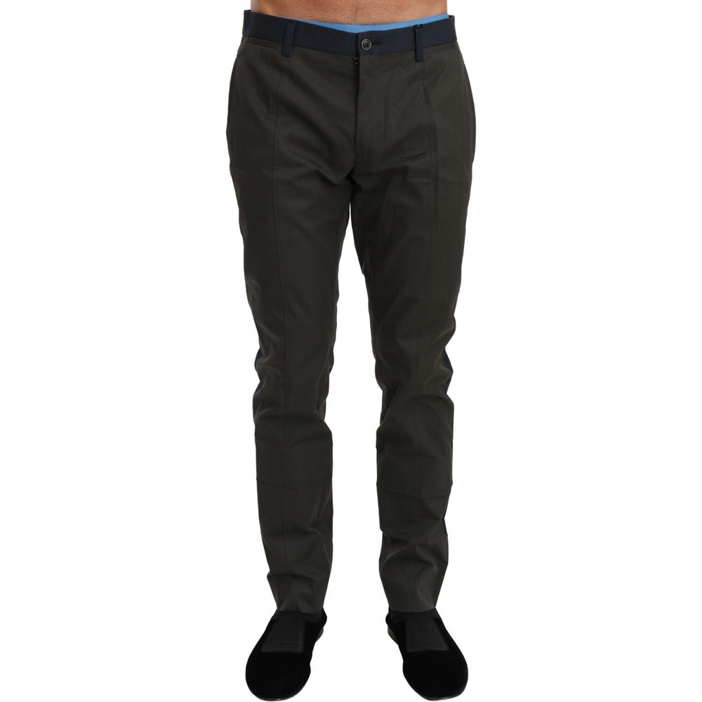 Dolce & Gabbana Blue Gray Stripes Trouser Cotton Pants
