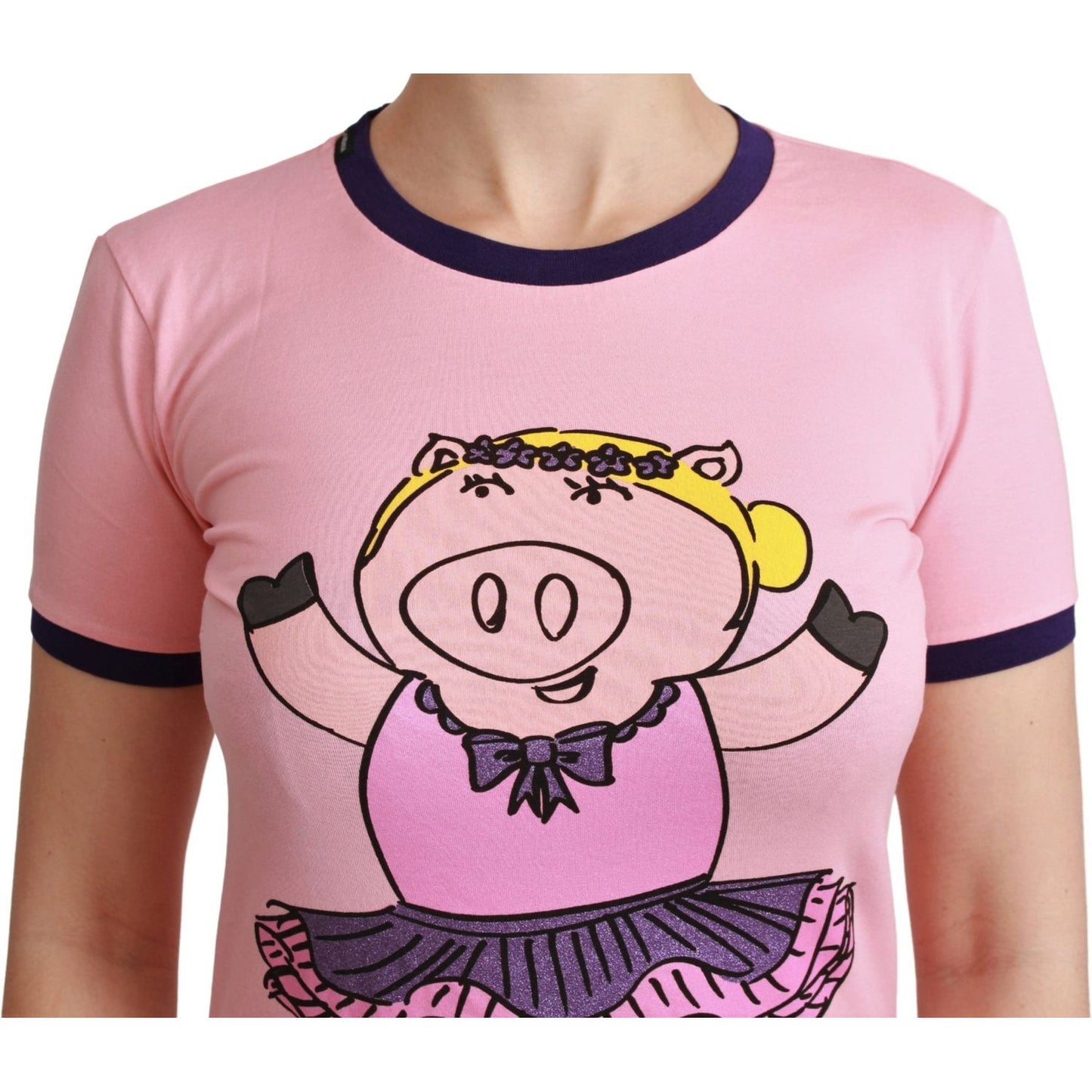 Dolce & Gabbana Pink Crewneck Year of the Pig T-Shirt Dolce & Gabbana