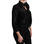 Dolce & Gabbana Black Floral Jacquard Blazer Silk Jacket Coats & Jackets