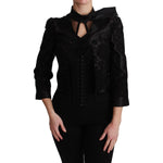 Dolce & Gabbana Black Floral Jacquard Blazer Silk Jacket Coats & Jackets