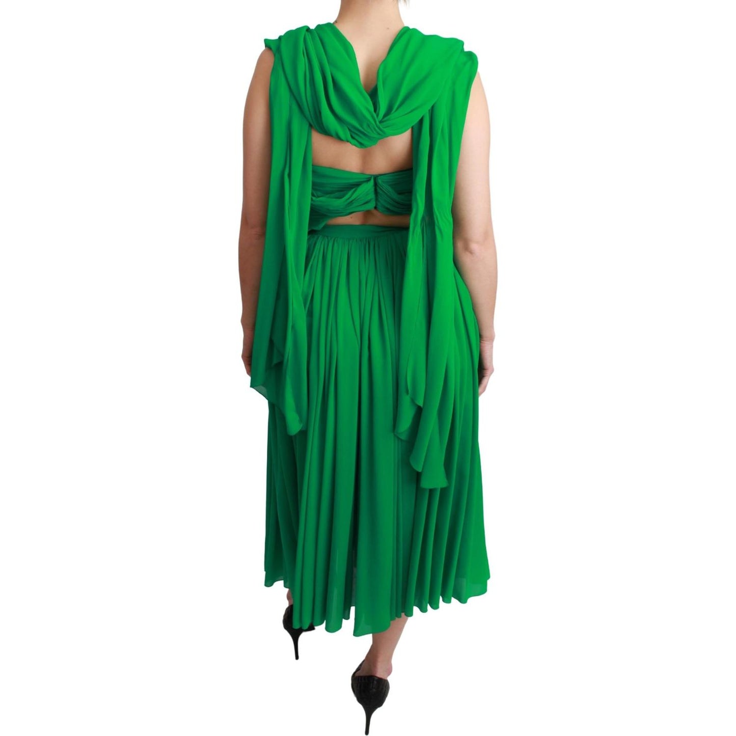 Dolce & Gabbana Elegant Sleeveless Pleated Silk Maxi Dress Dress Dolce & Gabbana