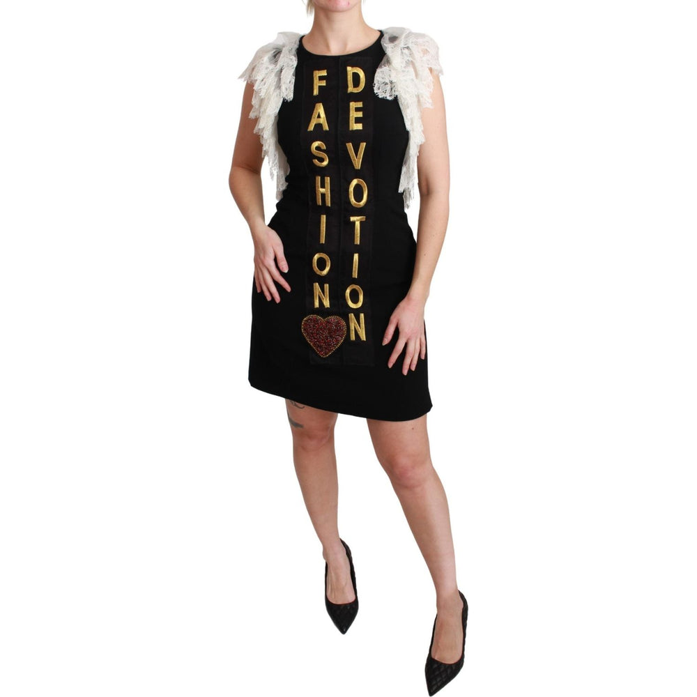 Dolce & Gabbana Black Fashion Devotion Sheath Mini Dress Dresses