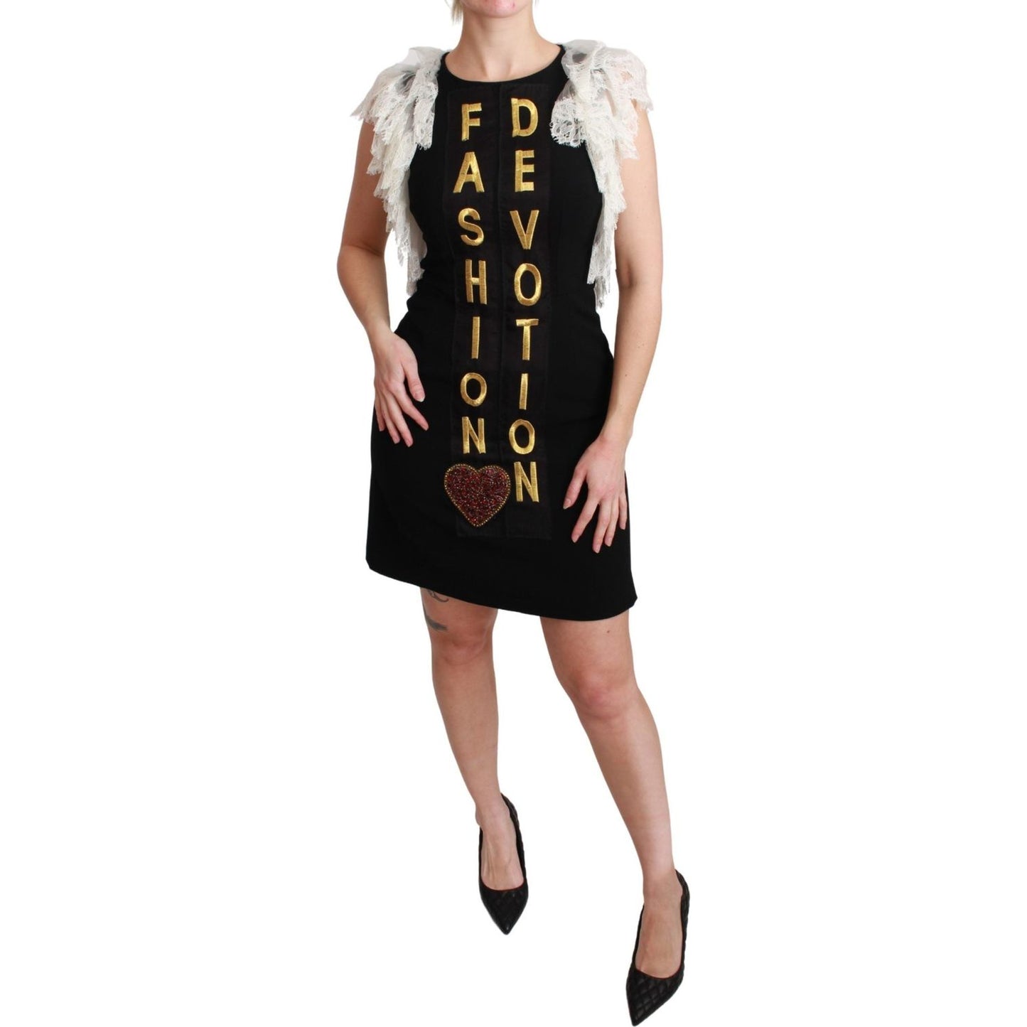 Dolce & Gabbana Black Fashion Devotion Sheath Mini Dress Dresses