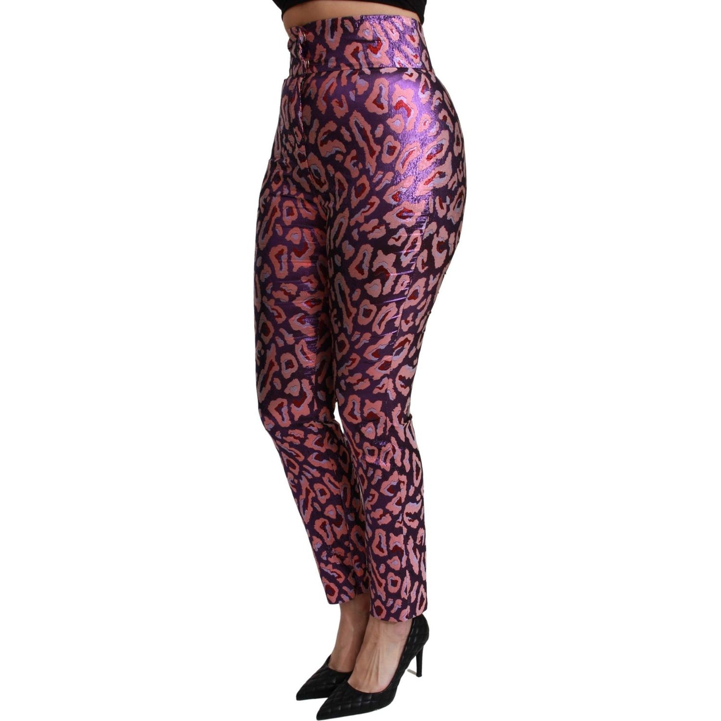 Dolce & Gabbana Multicolor Patterned Cropped High Waist Pants Jeans & Pants