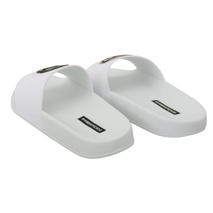 Dolce & Gabbana White Leather #dgfamily Slides Shoes Sandals