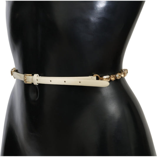 Dolce & Gabbana Champagne Crystal Embellished Leather Belt Dolce & Gabbana