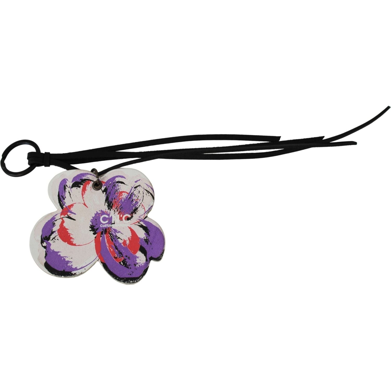 优雅的黑白皮革钥匙扣