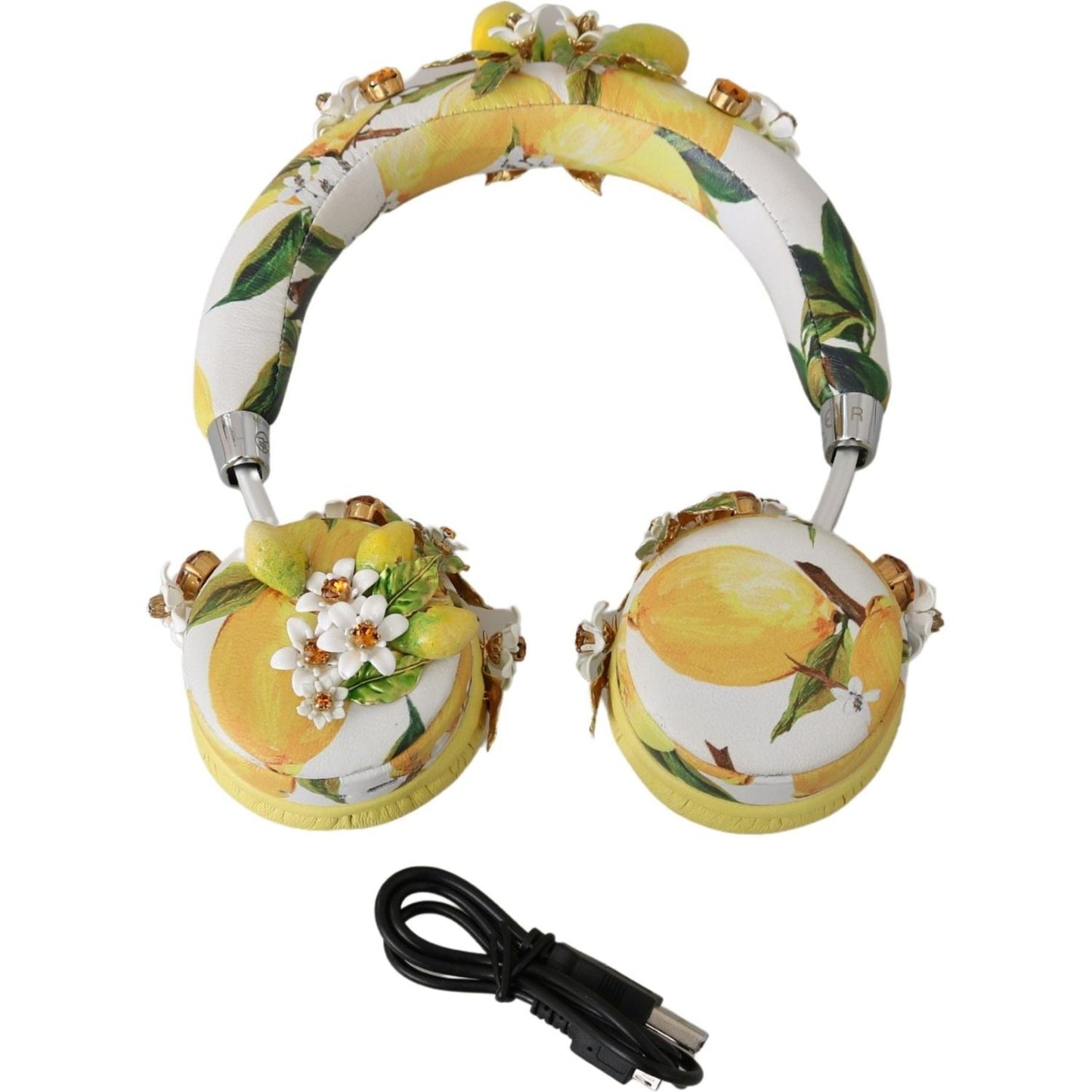 Dolce & Gabbana Glamorous Gold-Embellished Leather Headphones Dolce & Gabbana