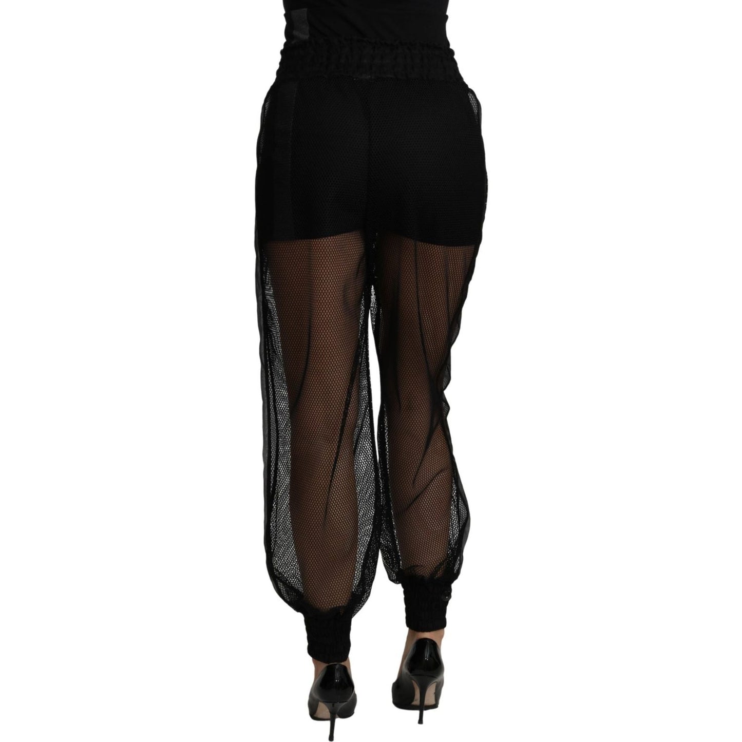 Dolce & Gabbana Black See Through Jogger Polyester Pants Jeans & Pants