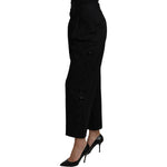 Dolce & Gabbana Black High Waist Cropped Cotton Stretch Pants Jeans & Pants
