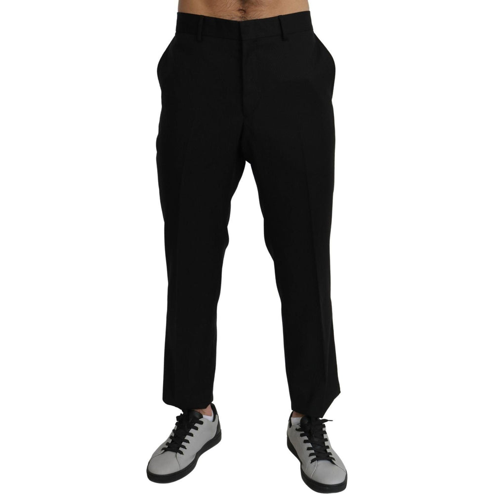 Dolce & Gabbana Black Cotton Wool Formal Dress Pants Jeans & Pants