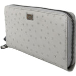 Dolce & Gabbana White Ostrich Leather Continental Mens Clutch Wallet Clutch