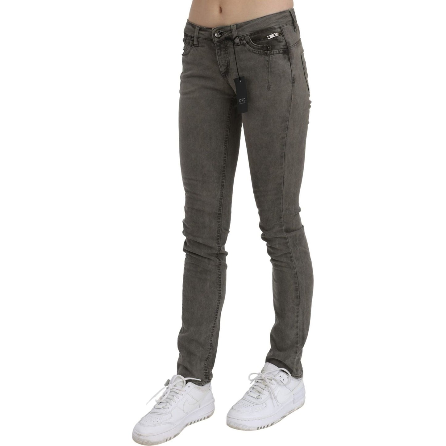 Costume National Gray Low Waist Skinny Denim Cotton Jeans