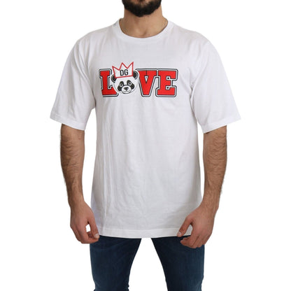 Dolce & Gabbana White Love Panda Print Top T-shirt