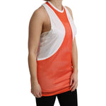 Dsquared² Orange White Crewneck Sleeveless Tank T-shirt Dress Top