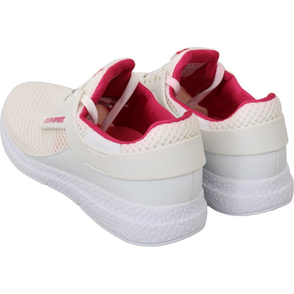 Philipp Plein White Pink Polyester Becky Sneakers Shoes WOMAN SNEAKERS