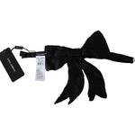 Dolce & Gabbana Silver Crystal Beaded Sequined 100% Silk Catwalk Necklace Bowtie SMY100310