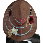 Dolce & Gabbana Elegant Floppy Straw Hat with Floral Accents Hat Dolce & Gabbana Dark Olive Green