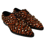 Dolce & Gabbana Orange Pony Hair Crystal Dress Broque Shoes