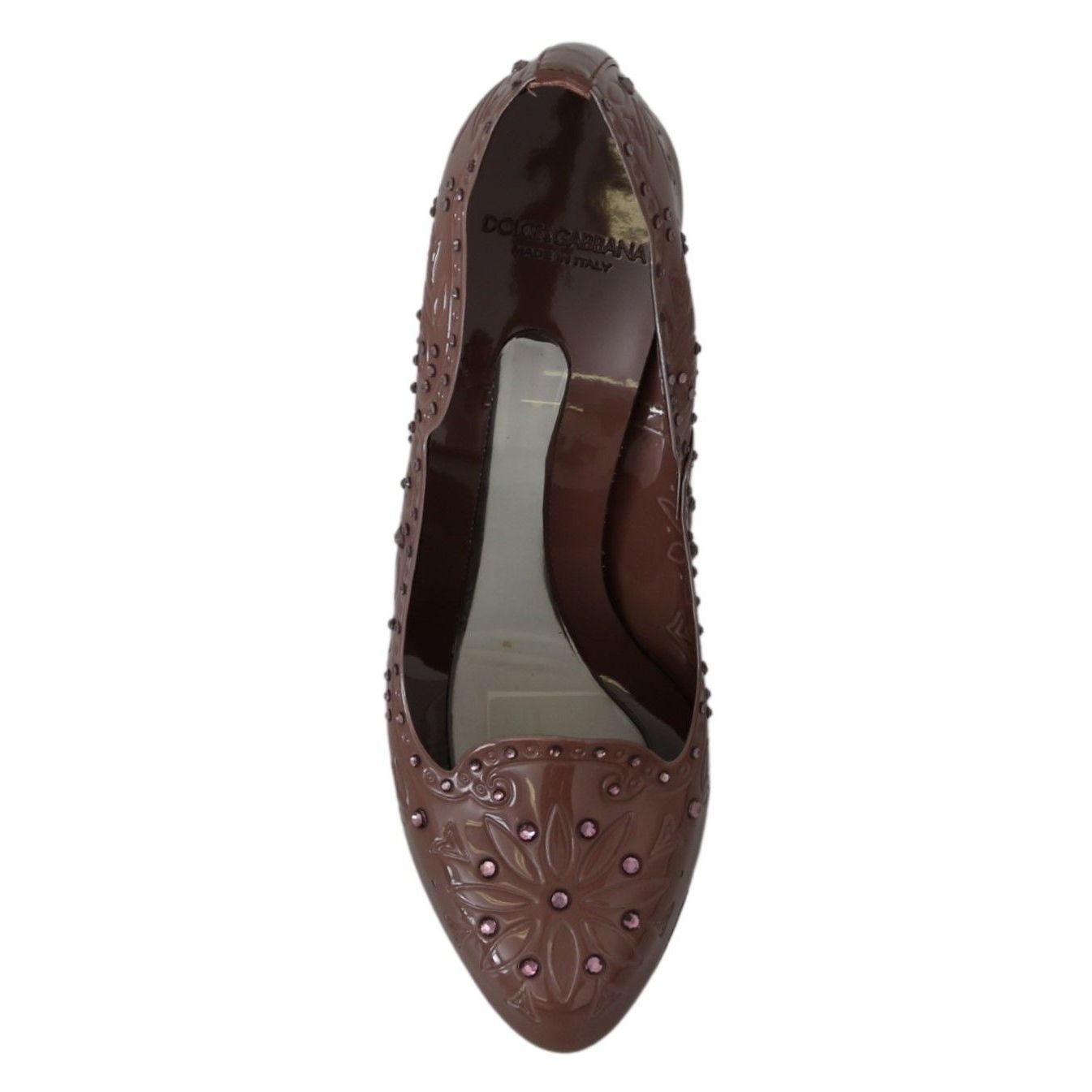 Dolce & Gabbana Brown Floral Crystal Heels CINDERELLA Shoes