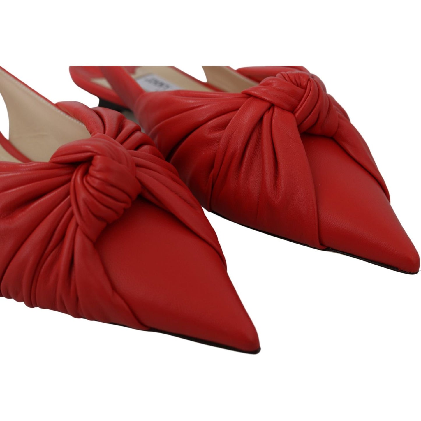 Jimmy Choo Chic Red Pointed Toe Leather Flats 191714981690