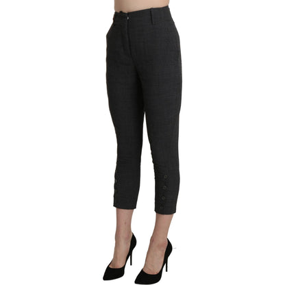 Ermanno Scervino Gray High Waist Capri Cropped Cotton Pants