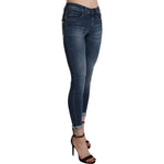 Ermanno Scervino Blue Washed High Waist Skinny Cropped Cotton Jeans