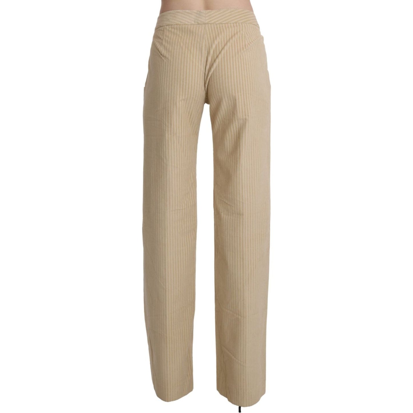 Ermanno Scervino Beige High Waist Flared Wide Leg Trouser Pants Jeans & Pants