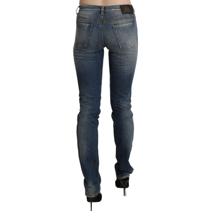 Ermanno Scervino Blue Washed Mid Waist Skinny Denim Jeans