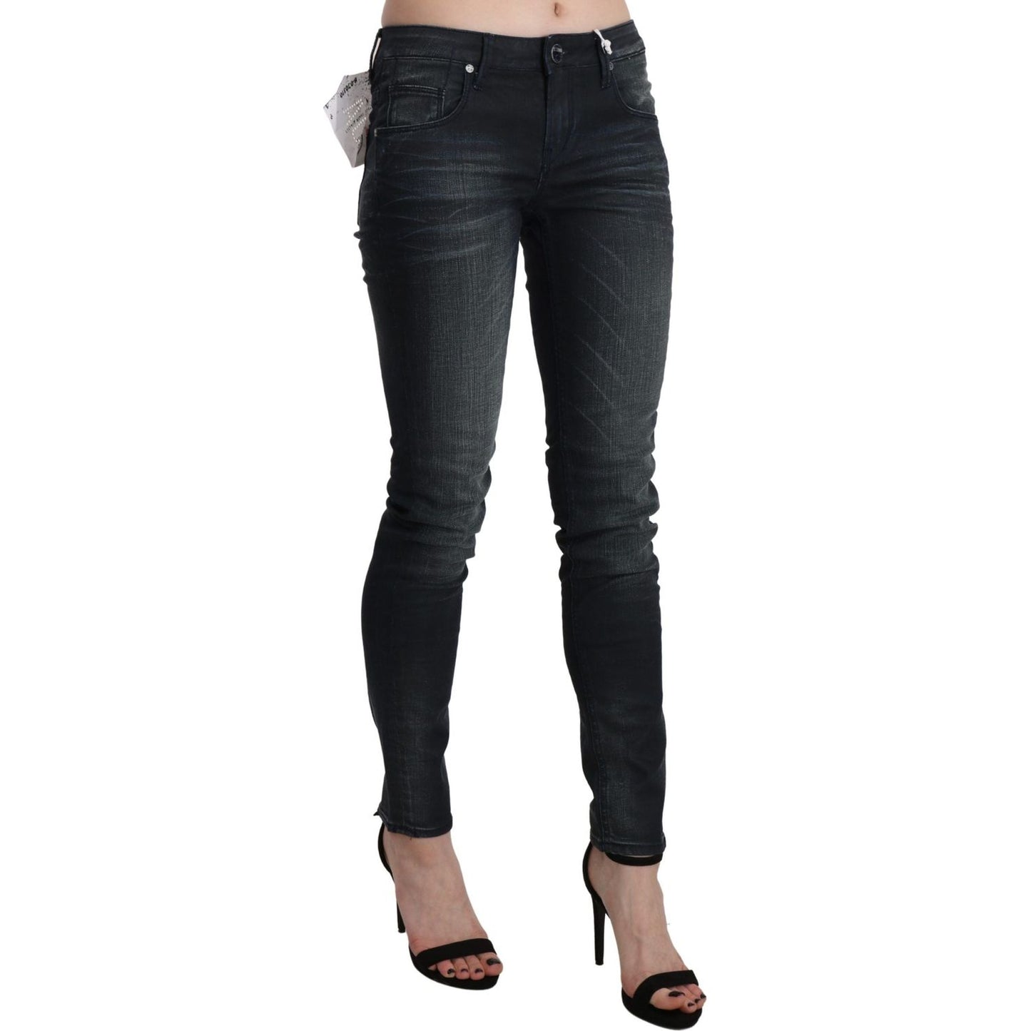 Acht Black Washed Low Waist Skinny Denim Trouser PAN71213-28