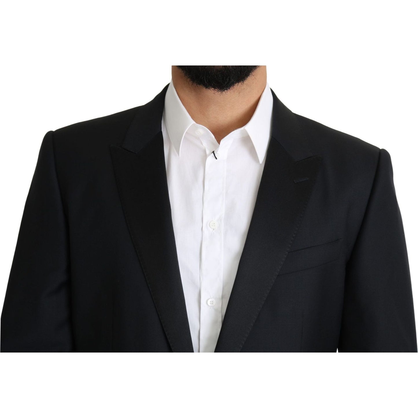 Dolce & Gabbana Elegant Black Virgin Wool Silk Blend Blazer Dolce & Gabbana