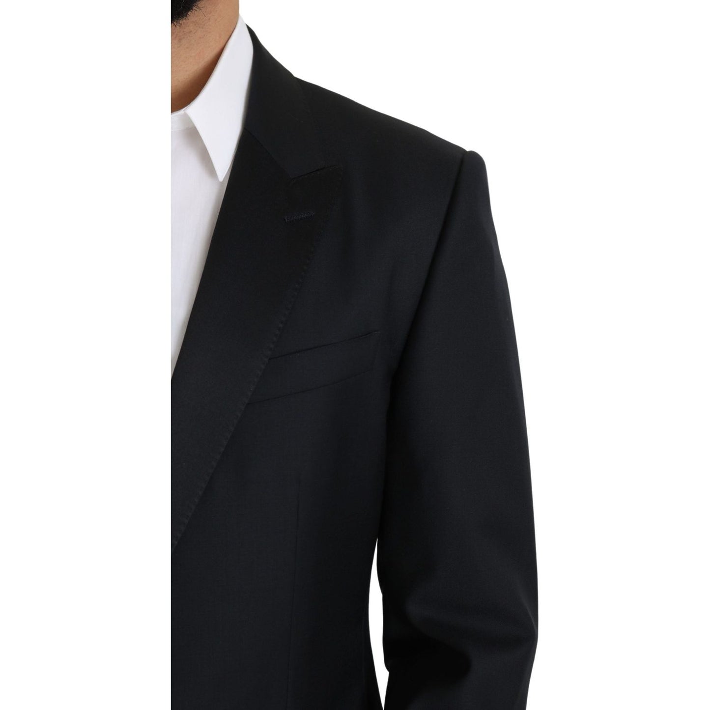 Dolce & Gabbana Elegant Black Virgin Wool Silk Blend Blazer Dolce & Gabbana